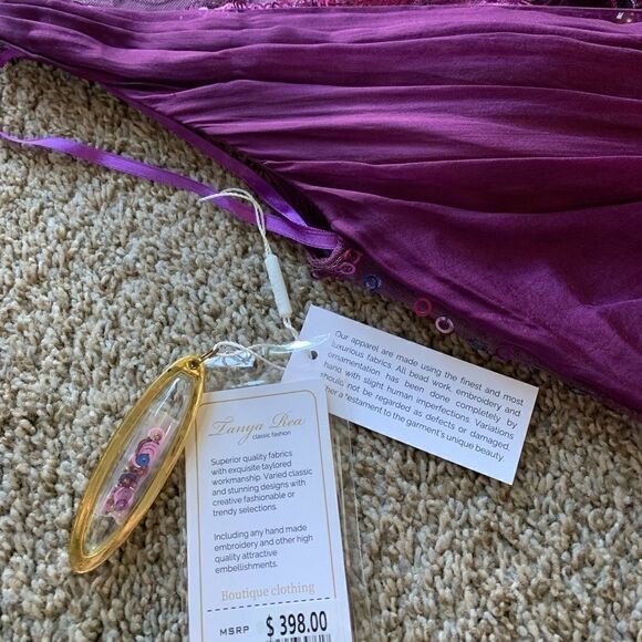 New Vintage Elegant Silk Gown with Beaded Sequins And Velvet Embroidery - Picture 16 of 16